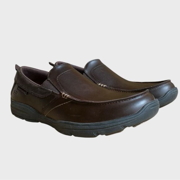 Skechers Harper Forde Slip-On Leather Shoes Men's Size 10 Brown Casual Loafers - Picture 1 of 16